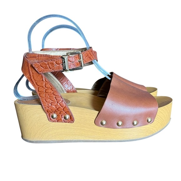 Sam Edelman Brynn Brown Leather Wedge Sandals Size 8 - Picture 2 of 15